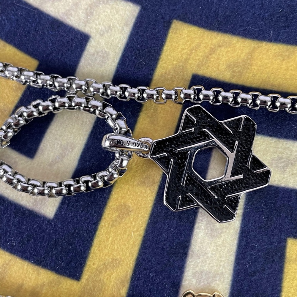 CABLE STAR OF DAVID AMULET IN STERLING SILVER - Picture 2 of 8